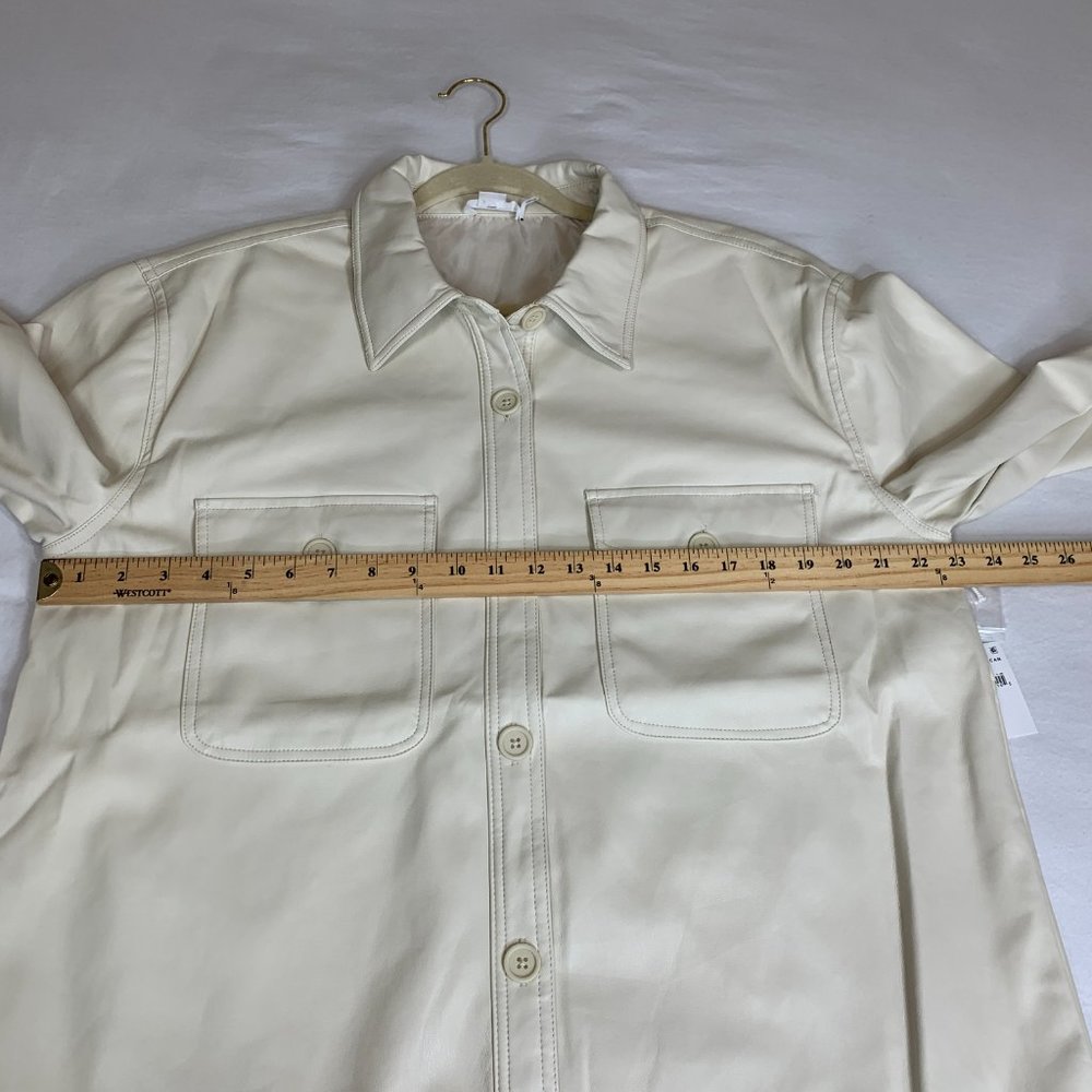 Good American Better Than Leather Faux Leather Shacket Bone Size 3/4=L/XL NWT - Picture 15 of 16